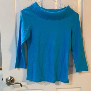Blue Rafaella Cowl Neck top